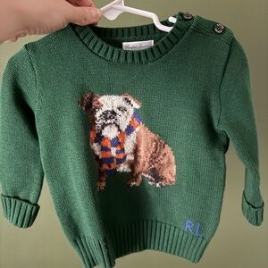 Ralph Lauren Green Bulldog Knit Sweater 18m